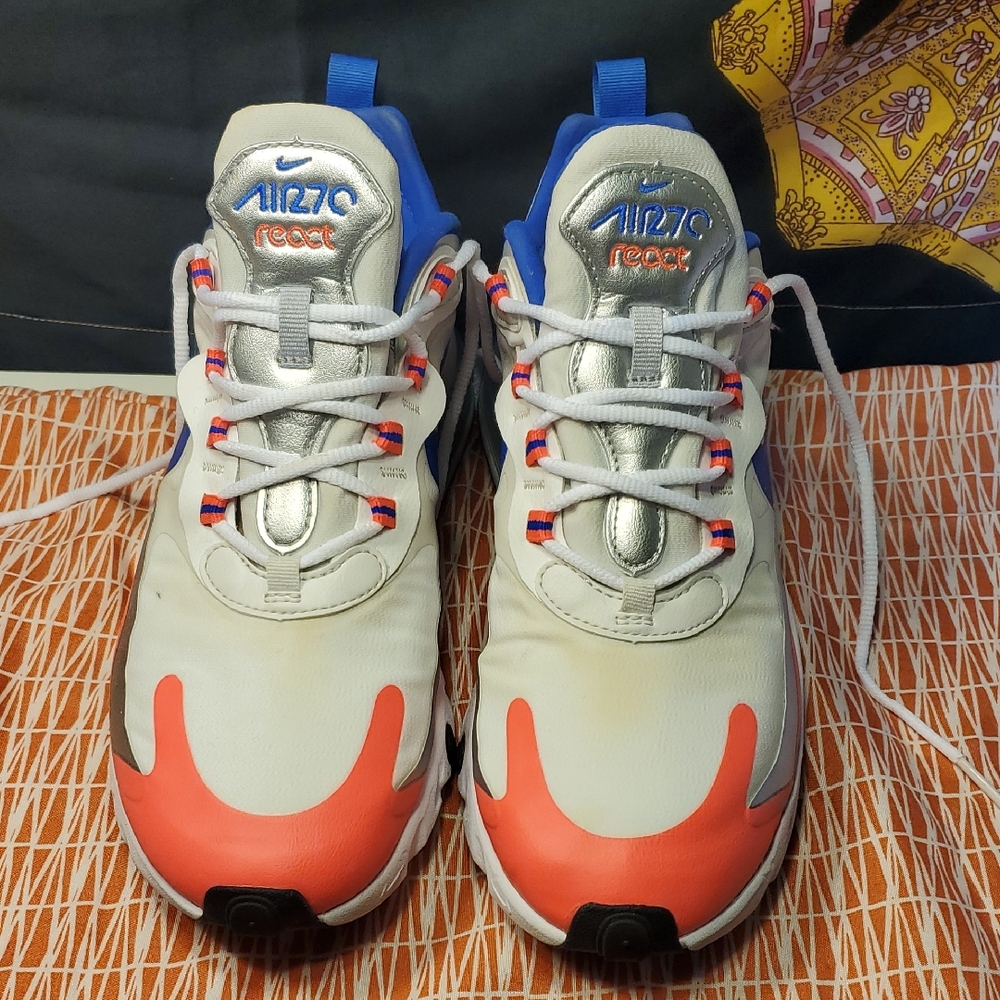 Nike Air Max React Sneakers - White, Blue, and Red